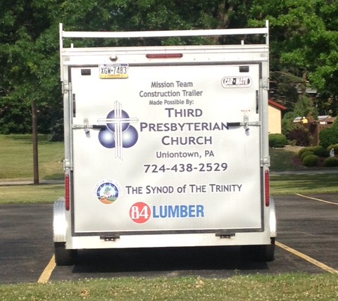 The Third PC tool trailer includes the names of the partners that help the congregation get the mission work done.