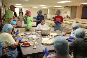 Cherry Pie baking for Cherry Festival, at First Presby Ch. of North East, Pa, Tusday, July 10, 2018.