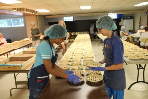 Cherry Pie baking for Cherry Festival, at First Presby Ch. of North East, Pa, Tusday, July 10, 2018.